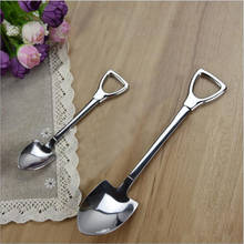 1Pc Creative Metal Ice Cream Coffee Spoon Shovel Shape Shell Tea Spoons 2 Colors Afternoon Tea Dessert Long Handle Spoon 2024 - buy cheap