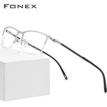 FONEX Alloy Glasses Frame Men Ultra Light Half Square Myopia Prescription Eyeglasses 2019 New Optical Frames Screwless Eyewear 2024 - buy cheap