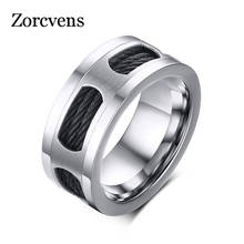Мужской кабель ZORCVENS, инкрустированное кольцо из нержавеющей стали 10 мм, высокое качество, для вечеринок, мужские украшения 2024 - купить недорого