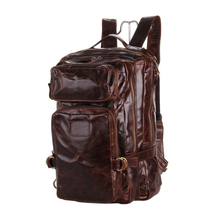 Многофункциональный мужской рюкзак из натуральной кожи, модный школьный ранец, дорожная сумка, большой кожаный большой коричневый 2024 - купить недорого