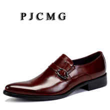 PJCMG Summer Fashion Mens Black/Red Casual Man Genuine Leather Slip-On Leisure Men Flats Chaussure Wedding Oxford Men Shoes 2024 - buy cheap
