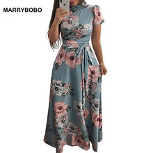 2019 Summer Women Short Sleeve Vintage Dress Female Casual Long Maxi Printed Floral Dresses Boho Bandage Beach Dress Vestidos 2024 - buy cheap