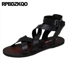 Fashion Shoes Burgundy Breathable Roman Open Toe Beach Italian Men Gladiator Sandals Summer Boots 2021 Black Flat Strap 2024 - buy cheap