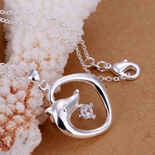 P231 Free Shipping silver plated Necklace, 925 fashion silver jewelry Insets Dolphins /BOOGTYVT BOOGTYVT 2024 - buy cheap