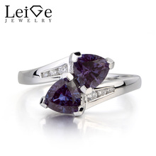 Leige Jewelry Alexandrite Ring Wedding Ring June Birthstone Trillion Cut Gemstone Color Changing Gem 925 Sterling Sliver for Her 2024 - buy cheap