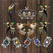 1 conjunto aplique de cristal em strass coroa borboleta contas remendo flor pássaros lantejoulas roupas de costura em sapatos bolsa remendo diy vestuário 2024 - compre barato