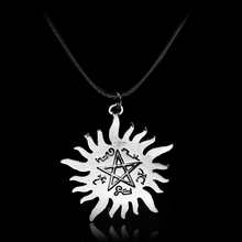Sobrenatural dean colares de prata pentagrama vintage winchester pentagrama pingente colar de cinco pontas estrela runa pingente 2024 - compre barato