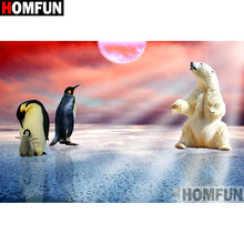 Homfun pintura completa quadrada/redonda 5d diy, pintura de diamante "urso polar" pinguim bordado ponto cruz 3d, decoração de casa a10289 2024 - compre barato