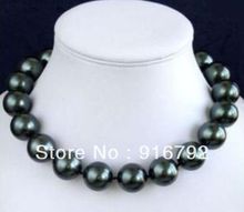 free shipping >>>>>16mm South Black Sea Shell Pearl Necklace 18"AAA 2024 - buy cheap