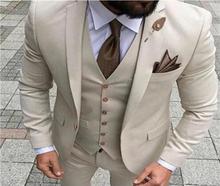 Ternos masculinos de casamento com calças, 3 peças, smoking, traje de baile slim fit, fantasia homme (jaqueta + calça + colete), 2020 2024 - compre barato