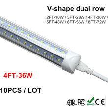 1200MM 1.2M Vshaped LED Tube Light 4ft 5ft 6ft 8ft T8 LED Tubes V Integrate LED Fluorescent Tube Lamp SMD2835 100LM/W AC85-265V 2024 - buy cheap