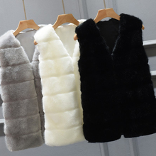 2021 nova moda com decote em v outerwear plus size 4xl jaqueta de pele do falso casaco de inverno quente de pelúcia sem mangas casaco 2024 - compre barato