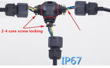 Torneira em t conector à prova d' água 2,3.4 pinos, conector de cabo tipo t, ip67, conector de fio de potência industrial, conector t-à prova d' água 2024 - compre barato