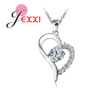Colgante romántico de corazón de plata de ley 925 para mujer, collar de mosaico de circonita cúbica, accesorio de joyería para fiesta de cumpleaños 2024 - compra barato