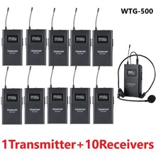 Беспроводная система туристического гида Takstar WTG-500 UHF для одновременного перевода, аудиовизуальное Обучение 1 передатчик + 10 приемников 2024 - купить недорого