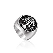 Hot Sale Titanium Steel Gold Color Tree of Life Biker Ring Punk Rock Men's Party Jewelry Christmas Gifts drop shipping 2024 - buy cheap