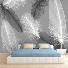 3D Abstract Grey Feather Modern Art Wall Painting Living Room Bedroom Background Waterproof Canvas Self-adhesive Mural Wallpaper 2024 - buy cheap