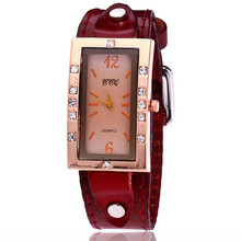 Women's Watches 2021 Luxury Women Watch New Fashion Rectangle Rhinestone Saats Leather Analog Quartz Diamond Clock Reloj Mujer 2024 - buy cheap