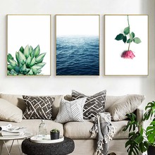 Unframed Modern Green Plants Flower Sea Landscape Oil Canvas Home Decor Painting Space Wall Art Single Poster For Girl Room 2024 - buy cheap