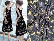 Fabrics Flowers Violet Printed Patchwork Cheongsam 19mm Silk Satin Fabric For Silk Dress 97% Silk 3% Spandex Tissus Au Metre 2024 - buy cheap