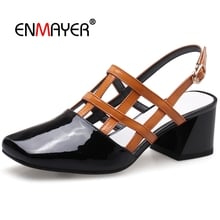 Enmayer 2020 Women Fashion  Genuine Leather  Mary Janes  Women Shoes  Zapatos De Mujer De Moda 2020 De Vestir Size 34-39 LY458 2024 - buy cheap