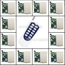 Ac85v 110v 220v 12ch rádio controle remoto sem fio interruptor luz led liga desliga 12 receptores e 1 transmissor ajustado de saída