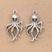 KJjewel Antique Silver Plated Octopus Charm for Making Bracelet Findings Jewelry DIY Accessories 13mm 5pcs/lot 2024 - buy cheap