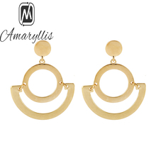 Amaiyllis-pendientes colgantes redondos y dobles para mujer, aretes circulares de Color dorado, gruesos, geométricos 2024 - compra barato