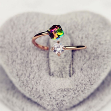 Женское кольцо с фианитами ZMZY, обручальное кольцо цвета розового золота с кристаллами, регулируемое ювелирное изделие 2024 - купить недорого