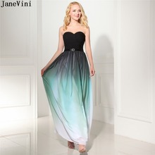 JaneVini Elegant Gradient Chiffon Long Bridesmaid Dresses Floor Length Sweetheart Backless A Line Pleat Wedding Party Dress 2018 2024 - buy cheap