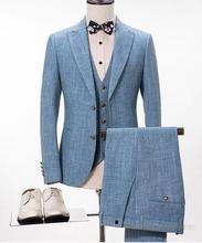 2020 новейший дизайн мужские костюмы из 3 предметов Модный деловой смокинг Свадебный костюм жениха (куртка + брюки + жилет + галстук) 2024 - купить недорого