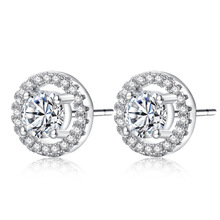 Fashion white Zircon Element Stud Earrings for Women Earring Simple Jewelry Hollow Round Pattern Full Drill Crystal Earings 2024 - buy cheap