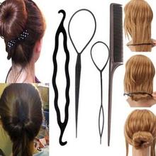 2019 HOT SALE Four Pieces Plastic Pull Hair Needle Dish Hair Tools DIY Hair Styling Accessories Sets Ponytail Maker 2024 - buy cheap