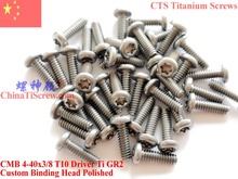 T10 4-40 Titanium screws 4-40x3/8 Torx T10 Driver Binding Head Ti GR2 Polished 2024 - buy cheap