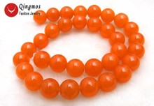 Qingmos 12mm Round Natural Gem Stone Red Jades Beads for Jewelry Making Necklace Bracelet Earring DIY 15'' Loose Strands Los691 2024 - buy cheap