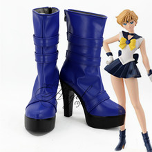 Аниме Sailor Moon Tenoh Haruka/Sailor Uranus, обувь для косплея, синие сапоги, индивидуальный пошив 2024 - купить недорого