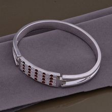 AB161 Lucky Silver Color Charm Bangle Bracelets For Women Fashion 925 Jewelry Inlaid Stone Bracelet /aguaiyba Angajena 2024 - buy cheap