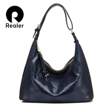 REALER brand fashion women shoulder bag female genuine leather handbag tassel ladies bag high quality serpentine print tote bag 2024 - buy cheap