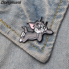 DMLSKY Cat Brooch Cartoon Cute Animal Enamel Pins For Kids Girl Backpack Brooch Personality Collar Pin Accessories M2785 2024 - buy cheap