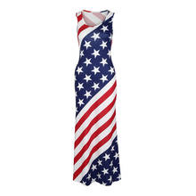 Fashion Women Sexy American Flag Print O-Neck Sleeveless Summe Long Dress Ladies summer Fashion Bodycon Female vestidos 2019 F35 2024 - buy cheap