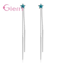 Fashion Simple Most Popular Star 925 Sterling Silver Blue Cubic Zirconia Drop Earrings for Women Anniversary Jewelry 2024 - buy cheap