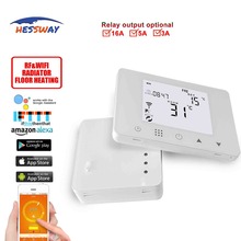 Hessway-termostato de sala sem fio tuya, wi-fi, rf, para aquecimento radiante de piso, saída por relé opcional 16a, 5a, 3a 2024 - compre barato