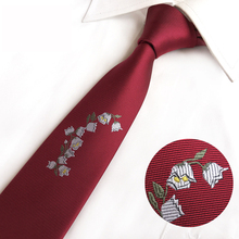 Corbatas de seda para hombre, corbata estrecha de 6cm en rojo y negro, corbata de cuello de posición de moda coreana para hombre, corbatas finas de seda para boda de negocios 2024 - compra barato