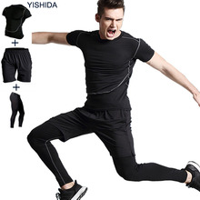 3ps exercise Gym Suits men's Sport Suites Running Tights Fitness Training Jogging Yoga Sets Compression Running Suits Tracksuits 2024 - buy cheap