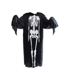 Fantasia de cosplay unissex para halloween, cosplay de esqueleto preto com capa zumbi, vampiro, sugador de sangue, diabo 2024 - compre barato