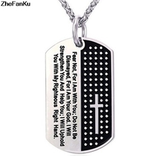 Cross Necklaces Stainless Steel Chain Bible Verse Christian Jewelry Pendant Christmas Gift For Men Gold Color Dog Tag 2024 - buy cheap