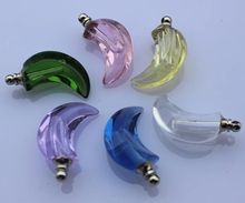 5pcs Crystal Vial Pendants miniature glass bottles rice vials moon w/SCREW CAP perfume oil liquid bottle Rice Charms * vial gift 2024 - buy cheap