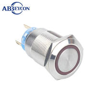 ABBEYCON 19mm LED Ring Illuminated Light Self-locking Red Blue Light 1NO1NC 12VDC Solder Terminal Metal Shell Push Button Switch 2024 - buy cheap