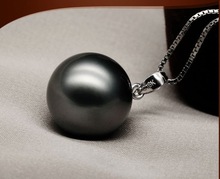 Hot selling free shipping********elegant 16mm natural tahitian black shell Pearls pendant necklace 2024 - buy cheap