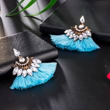 IPARAM Bohemia Dangle Drop Earrings Women Accessories Fan Shaped Cotton Handmade Tassels Fringed Earrings Ethnic Jewelry 2024 - buy cheap